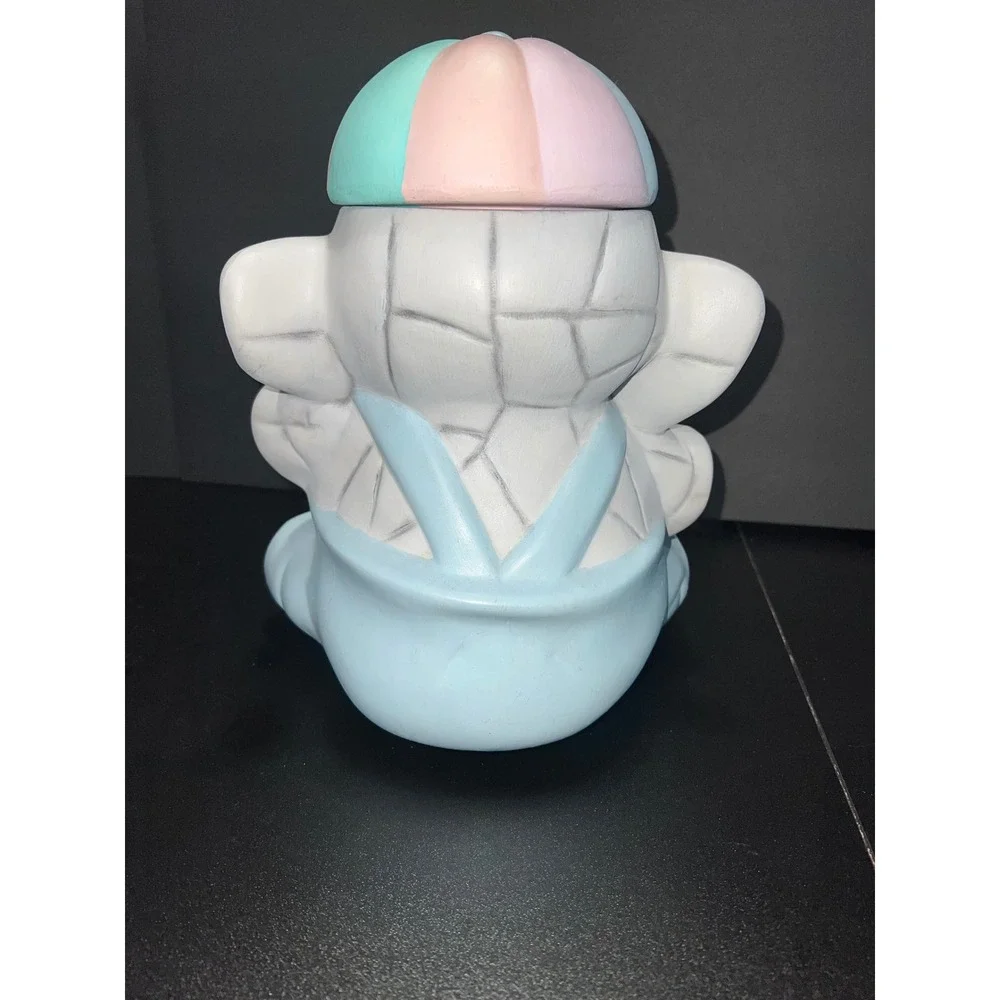 Vintage Ceramic American Bisque Elephant Cookie Jar Pastel Hand Painted Nursery